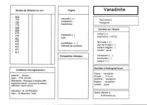 Vanadinite. Table (IRS)